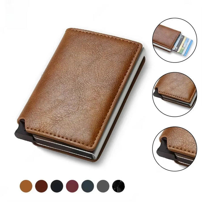 Spazzola antifurto porta carte di credito ultrasottile porta carte in lega di alluminio portafoglio multi-slot da uomo in metallo.-zmt