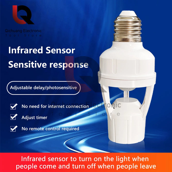 PIR Human Induction Motion Sensor LED Night Lamp Socket Base E27 portalampada AC 100-240V sensore di presenza umana testa della luce