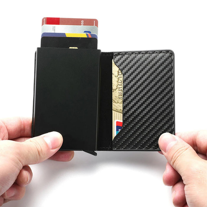 Spazzola antifurto porta carte di credito ultrasottile porta carte in lega di alluminio portafoglio multi-slot da uomo in metallo.-zmt