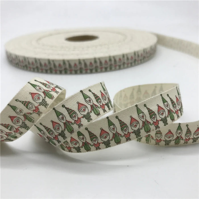 5 Yards/lot 15mm Nastro di cotone Design fatto a mano Nastri di cotone stampati per la decorazione natalizia di nozze Tessuto da cucito fai da te