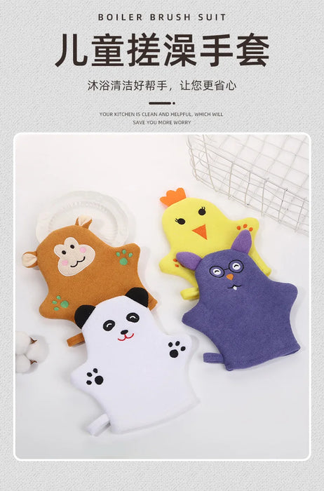 Guanti da bagno per bambini per bambini piccoli Spazzola da doccia a forma di animale dei cartoni animati Panno per il bagno per bambini Lavare il massaggio della doccia pulito