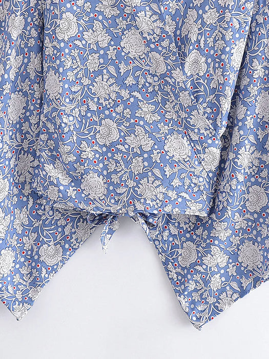 Boho Vintage stampa floreale spiaggia estate Kimono corto donna moda donna Casual scollo a V maniche a pipistrello bohémien Cover-up