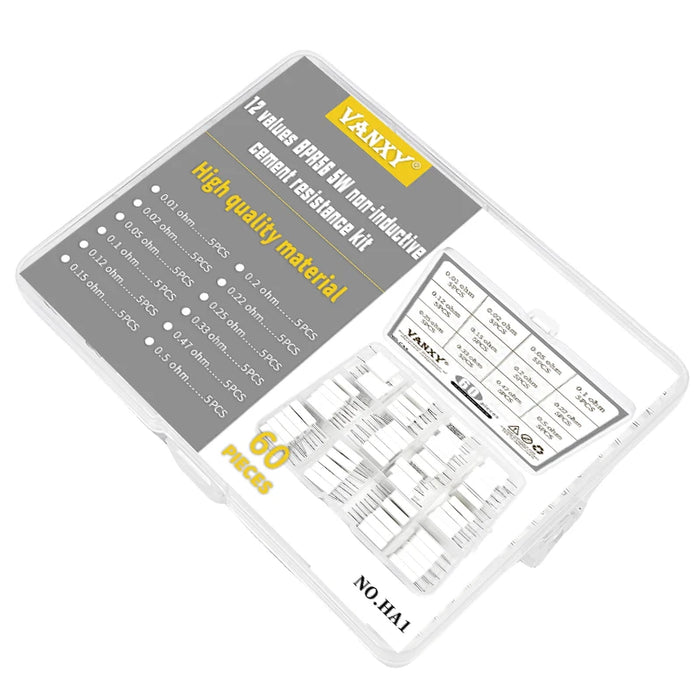 10pcs BPR56 5W 0.001 0.1 0.15 0.22 0.25 0.33 0.5 ohm Non-induttiva Resistenza di Cemento Ceramico 0.1R 0.15R 0.22R 0.25R 0.33R 0.5R