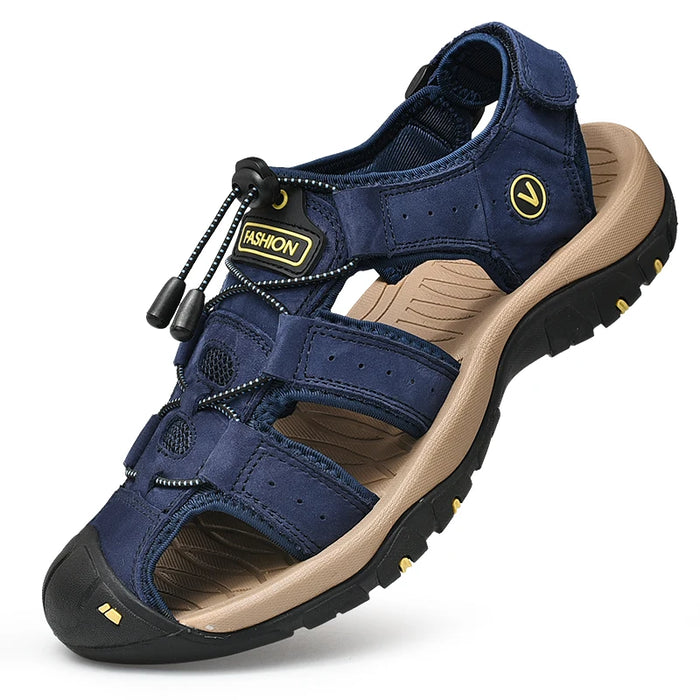 Sandali da uomo estivi scarpe Casual da uomo in vera pelle sandali in pelle da uomo all'aperto per uomo scarpe da spiaggia scarpe romane taglie forti 38-48