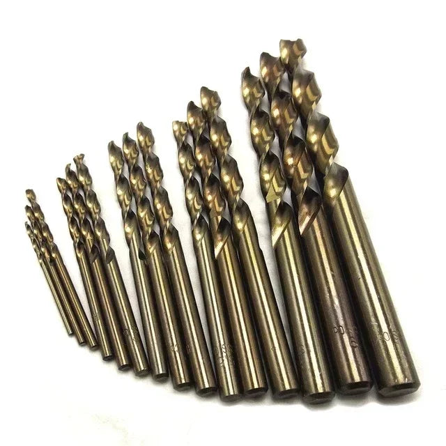 15 pz/set 1.5mm-10mm Cobalto Acciaio Ad Alta Velocità Twist Drill Foro M35 Set di Utensili In Acciaio Inox L'intero Terreno In Metallo alesatore strumenti