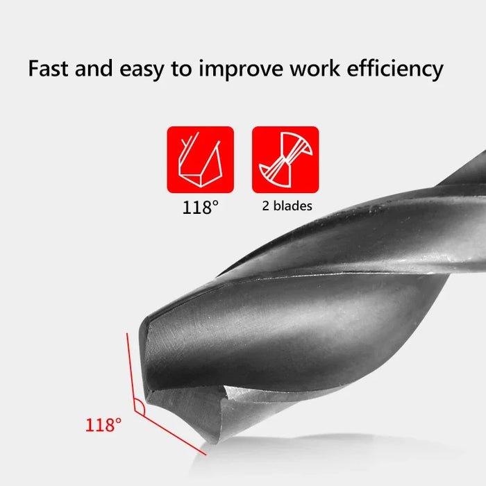 Punta da trapano elicoidale con codolo ridotto 1/2 '' con rivestimento in nitruro per metallo, pistola per foratura, punta da trapano HSS 12/13/14/15/16/17/18/19/20/21/22