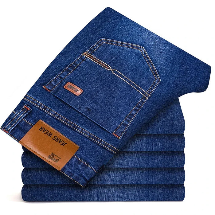 Jeans da lavoro alla moda da uomo Pantaloni jeans slim elasticizzati casual stile classico Pantaloni in denim di marca maschile Nero Blu