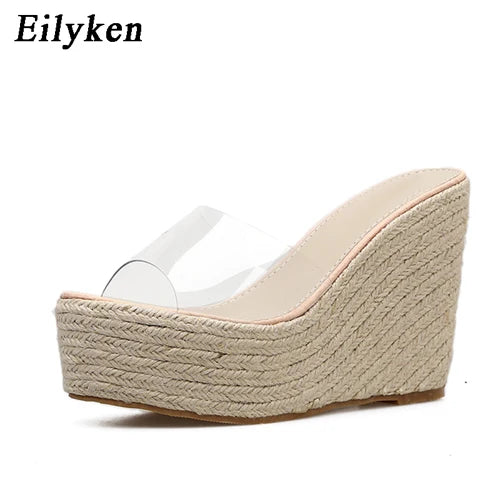 Eilyken Summer Fashion PVC Jelly zeppe piattaforma pantofole da donna sandali scarpe Casual taglia 34-40