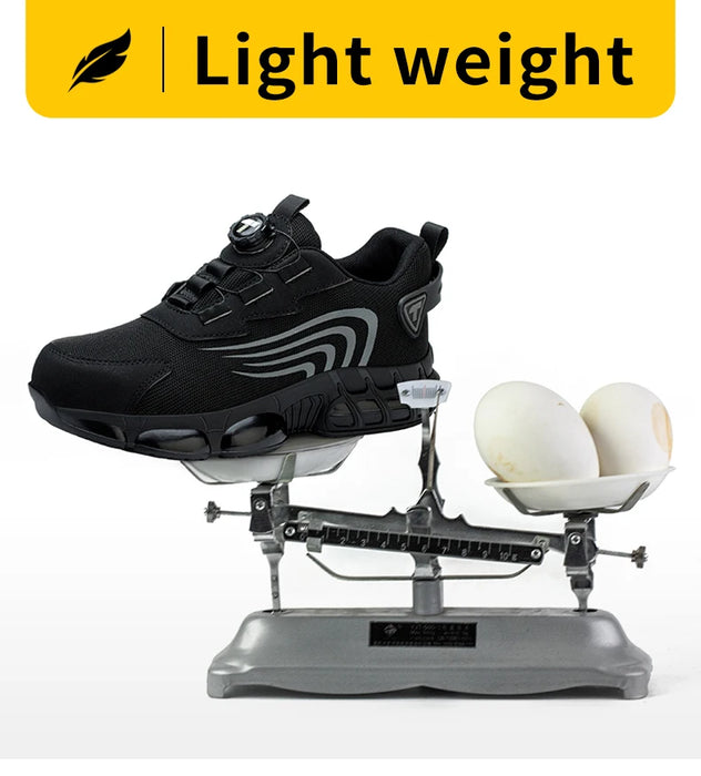 Nuove scarpe antinfortunistiche da uomo con bottone rotante, scarpe da lavoro anti-impatto e anti-perforanti, scarpe sportive da uomo alla moda e pro di sicurezza