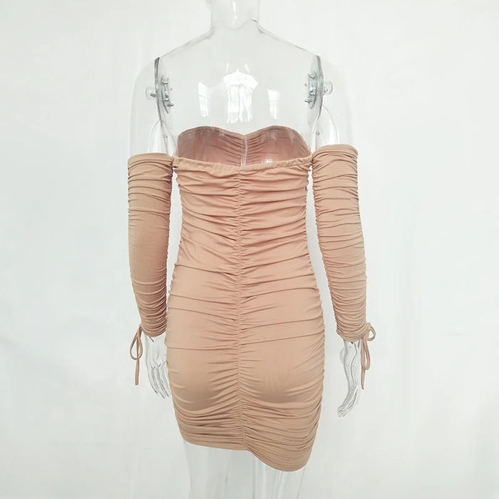Articat Donne Autunno Inverno Vestito Dalla Fasciatura Delle Donne 2022 Sexy Off Spalla Manica Lunga Sottile Elastico Aderente Abiti Da Festa Abiti