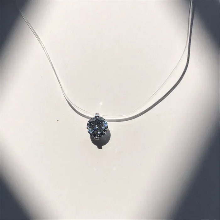 SUMENG Nuova personalità moda quadrata imitazione perla cristallo zircone collana invisibile trasparente lenza da donna