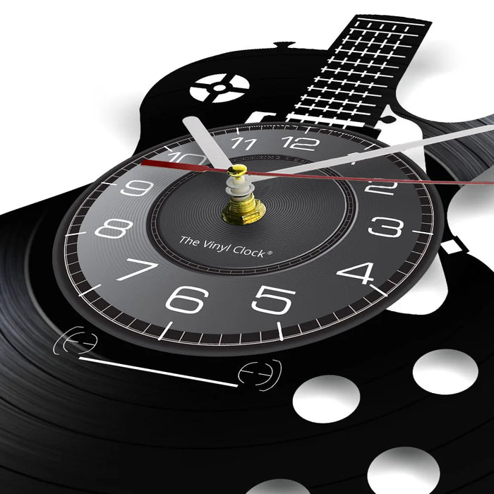 Chitarra acustica Wall Art orologio da parete strumento musicale Home Interior Wall Decor vinile Record orologio da parete Rock n Roll regalo musicale