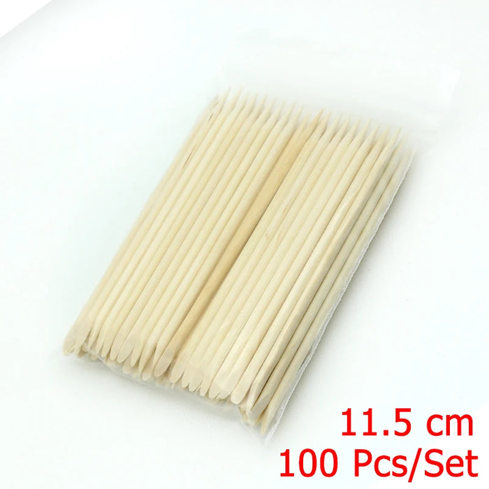 4 diverse dimensioni Bastoncini di legno arancione per spingipelle Strumento per rimuovere le cuticole Forchette per unghie Strumenti per manicure 10/30/50/100 Pz/set