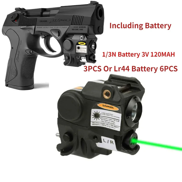 Torcia tattica a LED Mirino laser verde/rosso per mini Glock 17 19 Pistola Pistola leggera Arma Scout Luce per guida Pictinny da 20 mm