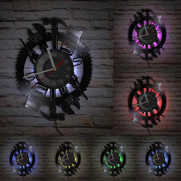 Negozio di riparazione Auto Wall Sign decorativo moderno orologio da parete Auto servizio meccanico officina vinile Record Clock Garage riparatore regalo