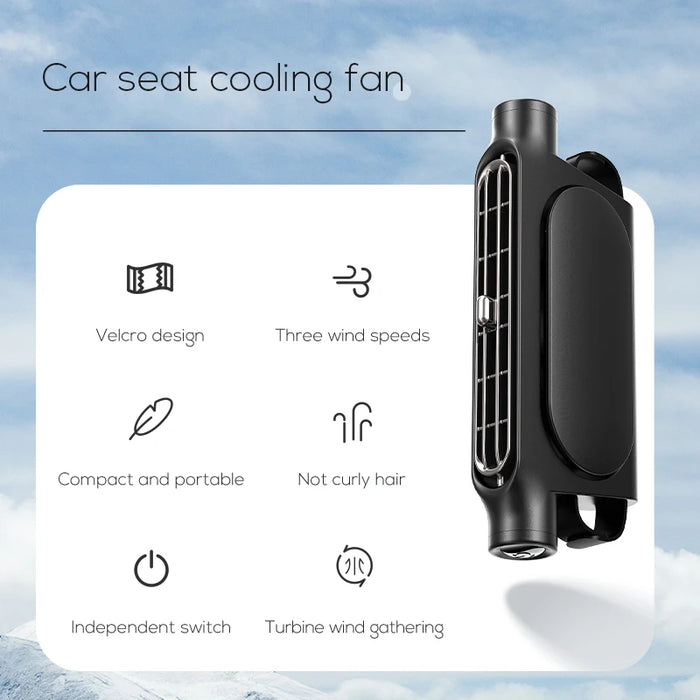 Ventola portatile per seggiolino auto per sedile anteriore posteriore Passenge poggiatesta per auto alimentato tramite USB ventola di raffreddamento ventola per interni auto con cinturino regolabile