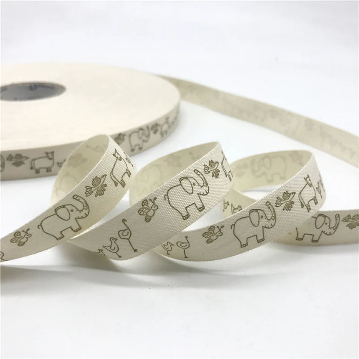 5 Yards/lot 15mm Nastro di cotone Design fatto a mano Nastri di cotone stampati per la decorazione natalizia di nozze Tessuto da cucito fai da te