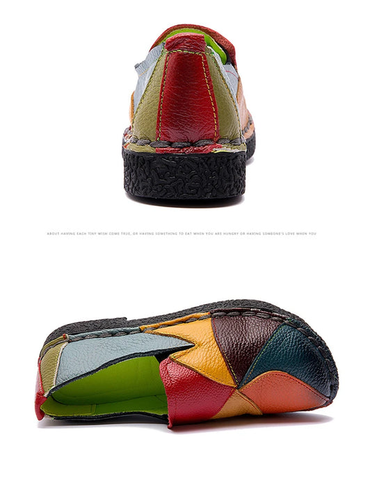 WOIZGIC Donna Donna Donna Madre Scarpe Appartamenti Mocassini in vera pelle Mocassini Misti colorati antiscivolo Taglie forti 42