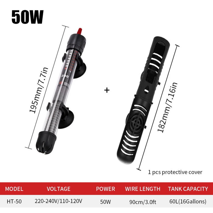 110v-220v Temperatura Regolabile Termostato Asta Riscaldatore 25W/ 50W/ 100W/ 200W/ 300W Sommergibile Acquario Serbatoio di Pesci Acqua di Calore