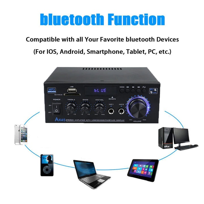 G919H AK45 Bluetooth 5.0 amplificatore Audio 2.0CH amplificatori di potenza Subwoofer amplificatore Audio hi-fi ricevitore amplificatore Stereo FM USB