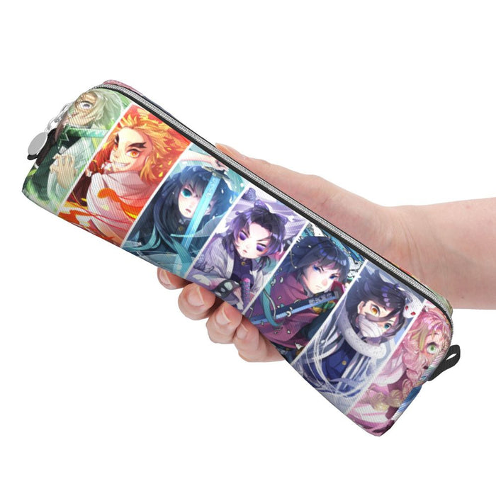 Demon Sayer Kamado Nezuko astuccio Kochou Shinobu astuccio portapenne per studenti borse di grande capacità cancelleria per ufficio con cerniera