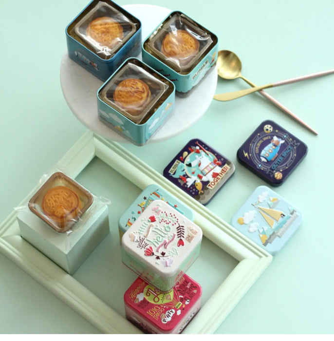 1 pz squisito cartone animato 3d scatola di latta biscotto/foglia di tè contenitore di articoli vari custodia in metallo personalizzabile all'ingrosso scatola regalo per bambini quadrata