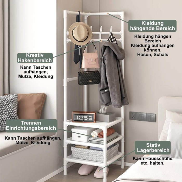 Appendiabiti ad angolo Appendiabiti multifunzione a 3 strati Scaffale per riporre abiti Appendiabiti ad angolo da pavimento