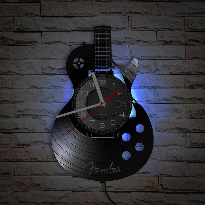 Chitarra acustica Wall Art orologio da parete strumento musicale Home Interior Wall Decor vinile Record orologio da parete Rock n Roll regalo musicale