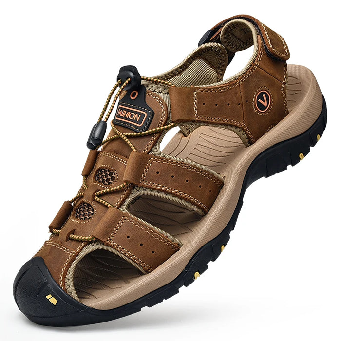 Sandali da uomo estivi scarpe Casual da uomo in vera pelle sandali in pelle da uomo all'aperto per uomo scarpe da spiaggia scarpe romane taglie forti 38-48