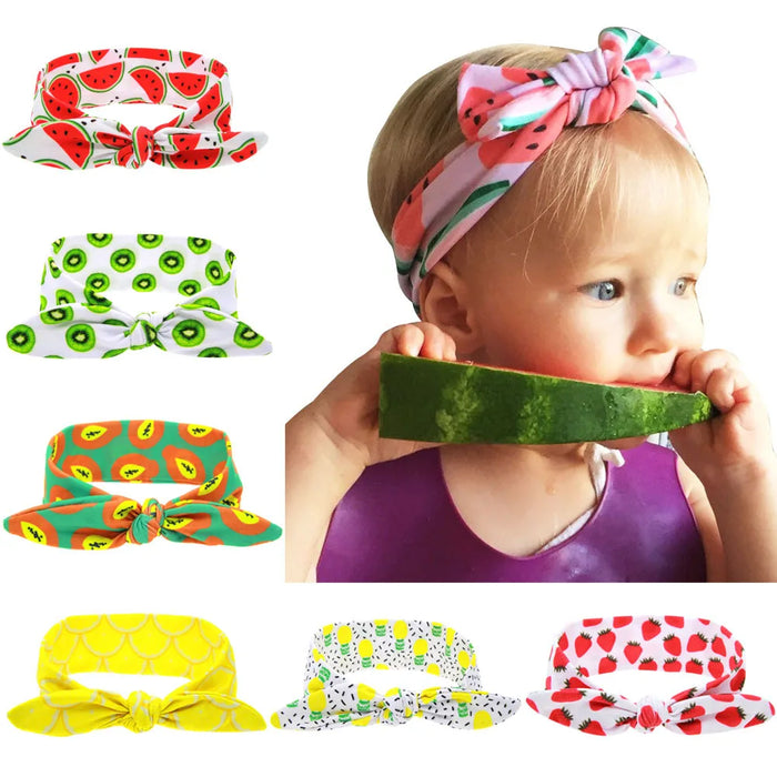 fascia per bambina Accessorio per capelli infantile fiocchi di frutta Copricapo neonato Orecchio di coniglio Regalo morbido Nastro per fasciatura per bambini Bambini Bambini