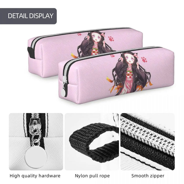 Nezuko astucci per gatti carini Cute Demon Slayer Pen Box Bag studente grande capacità studenti regali per la scuola Pencilcases