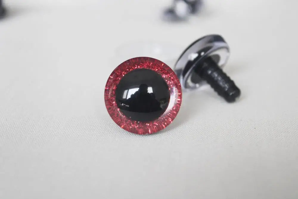 20 pezzi --- 9-12-14--16-18- 20 -24--30-35mm occhi glitter 3D trasparenti occhi giocattolo di sicurezza in plastica stelo lungo + tessuto glitter + rondella