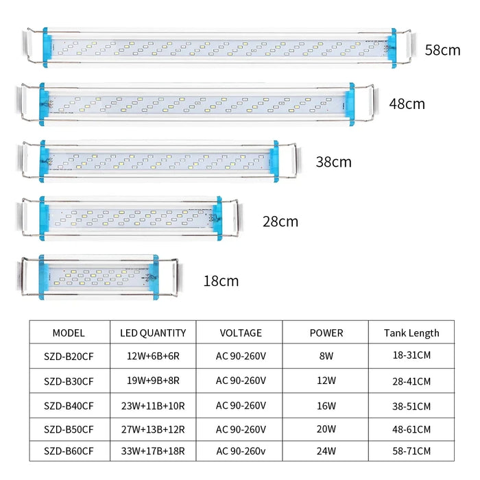 18-75 CM Super Sottile LED Acquario Illuminazione Pianta Acquatica Luce Estensibile Impermeabile Clip sulla Lampada Per Acquario 90-260 V