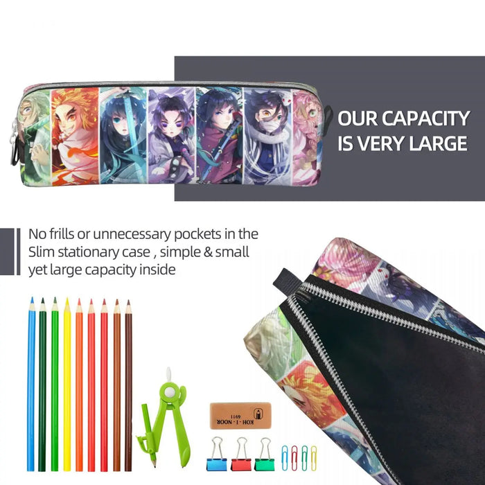 Demon Sayer Kamado Nezuko astuccio Kochou Shinobu astuccio portapenne per studenti borse di grande capacità cancelleria per ufficio con cerniera