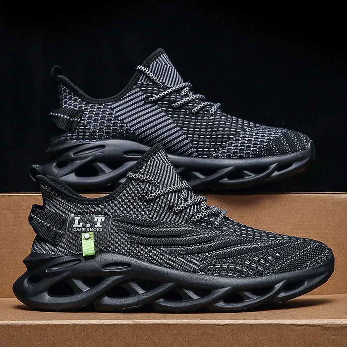 YRZL uomo sport Running scarpe da Jogging nere Sneakers Casual Outdoor Mesh traspirante donna leggero assorbimento degli urti Tennis nero