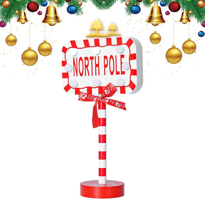 Stop Sign Party Decoration Santa Stop Here Tree Topper Desk Lamp LED Stop Sign Light Up Christmas Garden Light per Window Sign