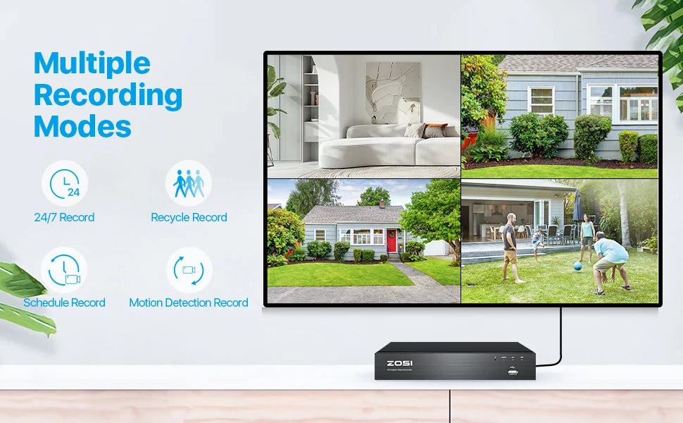ZOSI 8CH POE Kit di videosorveglianza 4K 8MP 5MP Super HD Telecamere IP esterne AI Starlight Visione notturna Sistema di telecamere di sicurezza CCTV