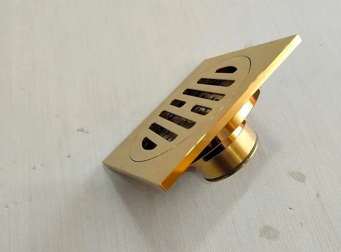 Ottone opaco nero stile quadrato rolse oro Scolapiatti per pavimenti oro Scarico per rifiuti Bagno nichel spazzolato Scarico per doccia DR087