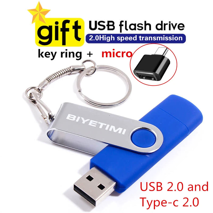 Tipo C Biyetimi Unità Flash Usb 2.0 128gb pendrive 64gb флэш-накопител bastone 32G 16gb Tipo-c Pen Drive 4G per il Telefono Del PC regalo