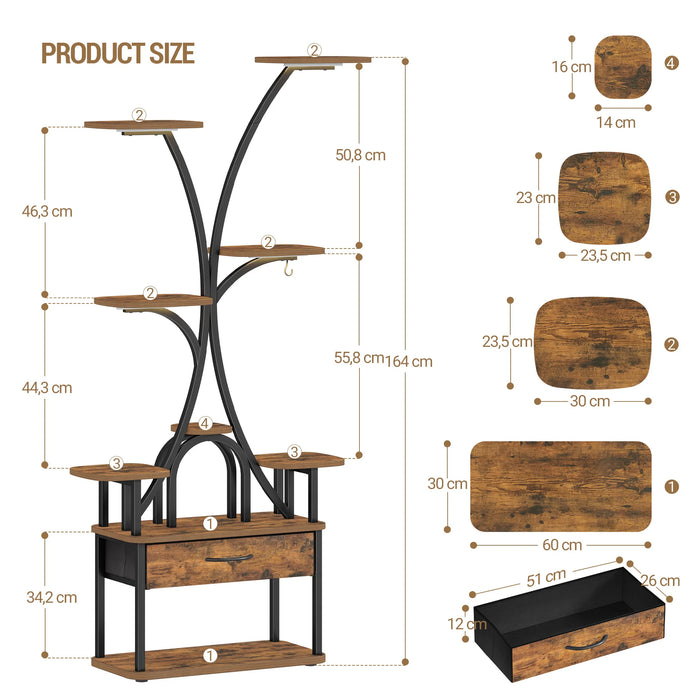 Supporto per Piante con Luce di Crescita, Espositore a 9 Livelli con 4 Luci LED R-G, Colore e Temporizzazione Regolabili, Ideale per Balcone