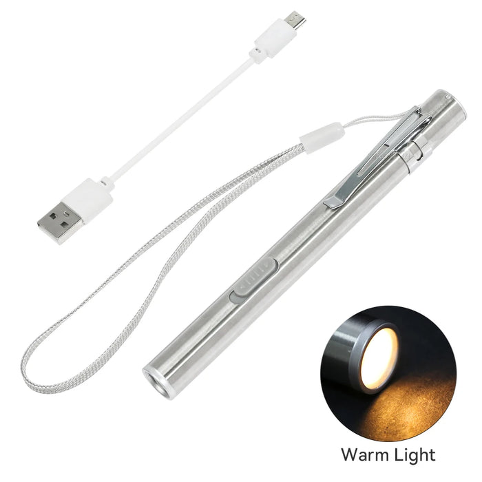 Torcia a LED mini torcia ricaricabile USB con penna medica professionale portatile a risparmio energetico con clip in acciaio inossidabile