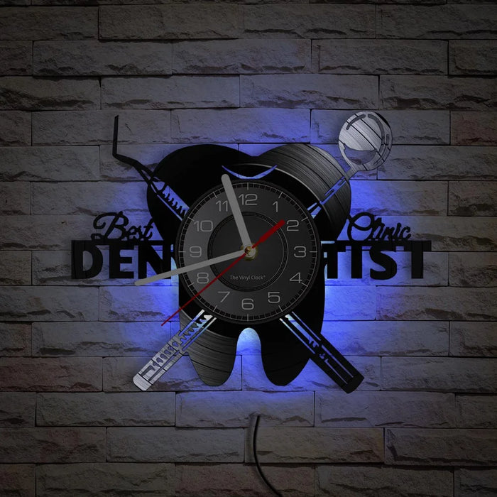 Attrezzature Dental Office Denti dentista Segno di Parete Orologio Decorativo Ortodontista Disco In Vinile Orologio Da Parete Infermiera Apprezzamento Regalo