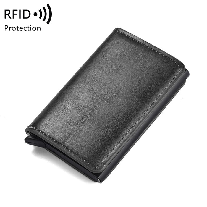 Spazzola antifurto porta carte di credito ultrasottile porta carte in lega di alluminio portafoglio multi-slot da uomo in metallo.-zmt