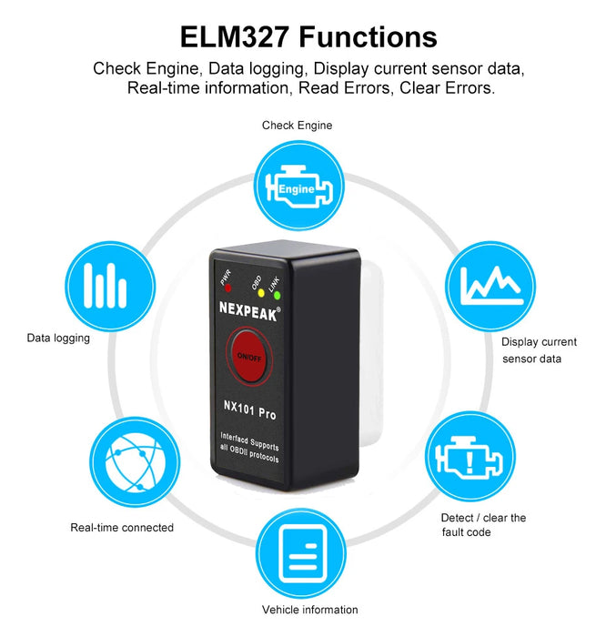 ELM327 v 1 5 OBD2 Scanner muslimbluetooth ELM 327 NEXPEAK NX101 strumento diagnostico per auto per lettore di codici Android Vgate Icar2