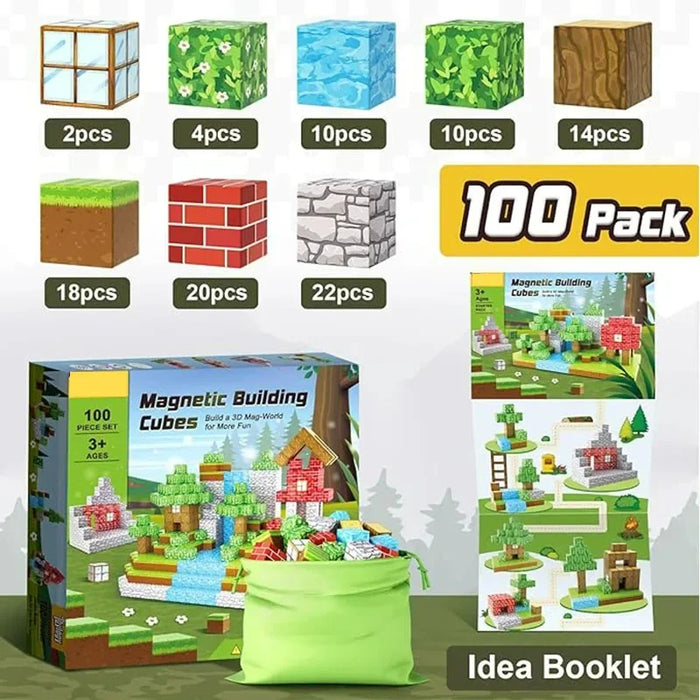 Blocchi magnetici Mine World Set cubo magnetico per ragazzo ragazza bambino età 3+ modello fai da te bambini stelo stelo giocattolo sensoriale regalo