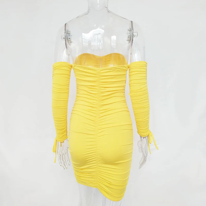 Articat Donne Autunno Inverno Vestito Dalla Fasciatura Delle Donne 2022 Sexy Off Spalla Manica Lunga Sottile Elastico Aderente Abiti Da Festa Abiti