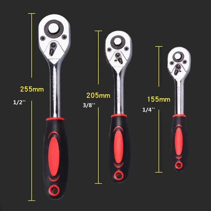 Krachtige 1/4" 3/8" 1/2" Chiave a cricchetto 24 denti per presa a sgancio rapido Chiave a testa quadrata Utensili manuali