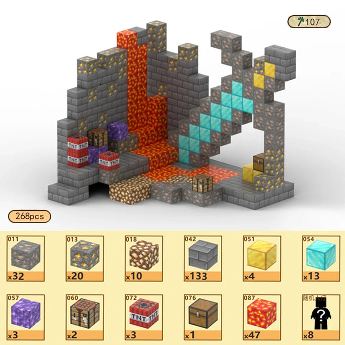 Blocchi magnetici Mine World Set cubo magnetico per ragazzo ragazza bambino età 3+ modello fai da te bambini stelo stelo giocattolo sensoriale regalo