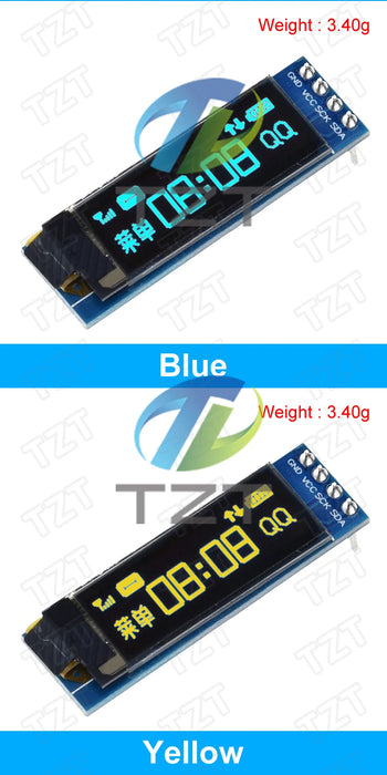 TZT Modulo OLED da 0,91 pollici Bianco/Blu OLED 128X32 OLED Modulo display LCD a LED 0,91 "IIC Comunicare per Arduino ROHS