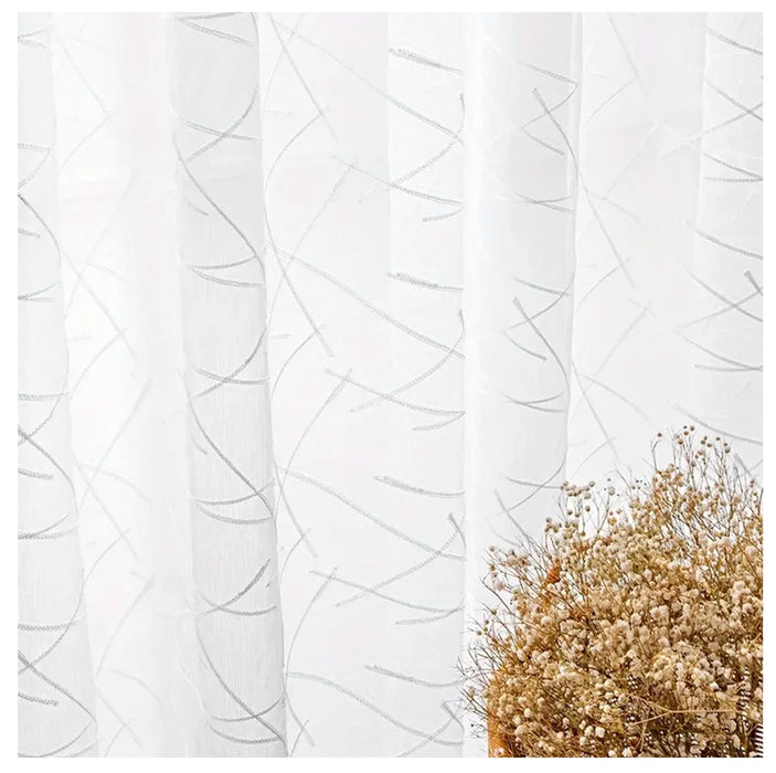 Nuove tende in tulle con ricamo bianco geometrico per il soggiorno Tenda trasparente moderna per finestra della camera da letto Voile cieco Dimensioni personalizzate